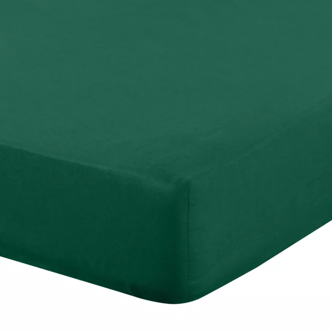 Prześcieradło z gumką 180x200 cm z bawełny kolor butelkowa zieleń 105 g/m2 BASIC
