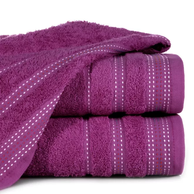 Ręcznik do rąk 30x50 cm bawełniany kolor fioletowy z ozdobnym stębnowaniem 500 g/m2 POLA