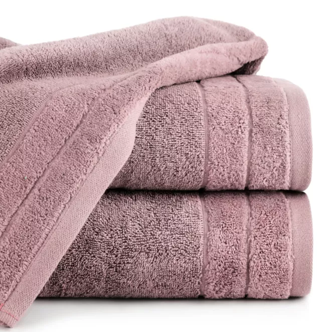 Ręcznik do rąk 30x50 cm bawełniany kolor liliowy z welwetową bordiurą 500 g/m2 DAMLA
