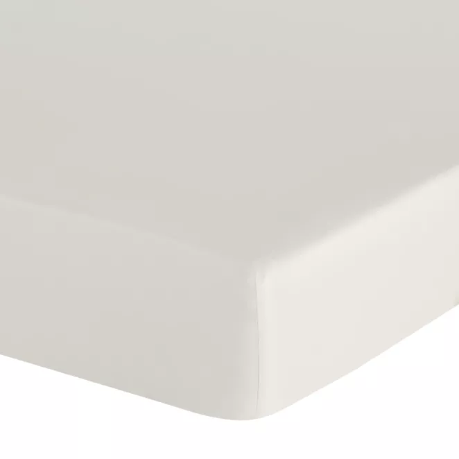 Prześcieradło z gumką 180x200 cm z bawełny kolor kremowy 105 g/m2 BASIC
