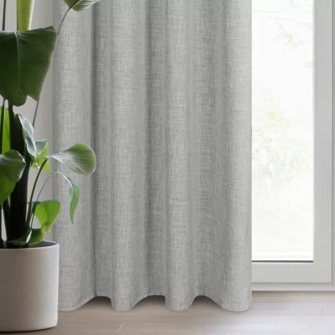 Zasłona szara z lnianym splotem w stylu eko 140x250 cm przelotka ROMA