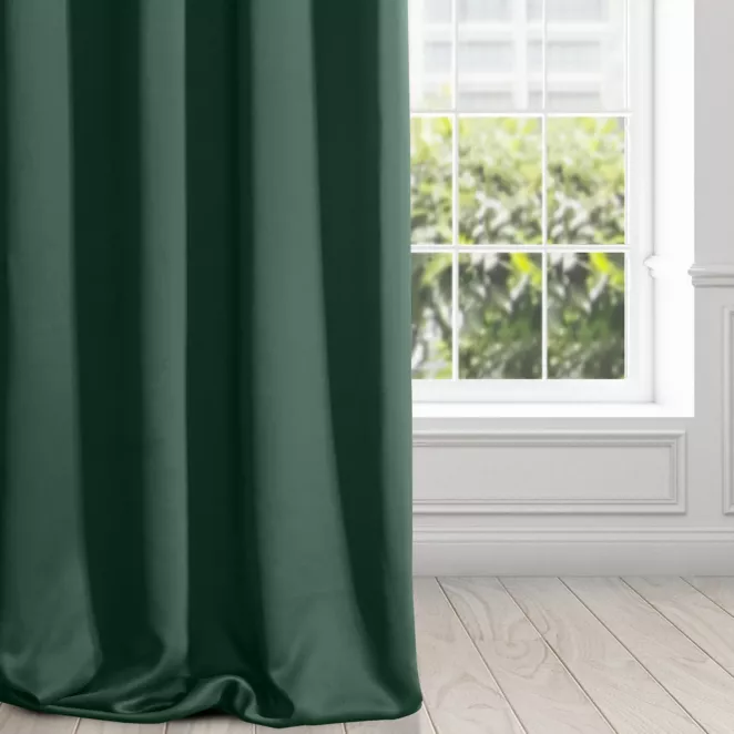 Zasłona zielona z gładkiej matowej tkaniny zaciemniającej 135x270 cm taśma BLACKOUT