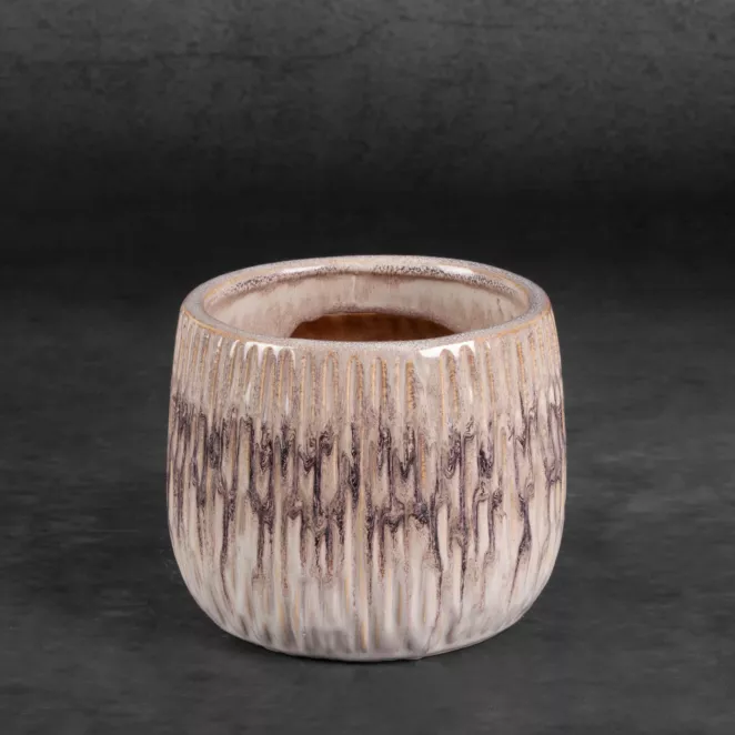 Osłonka ceramiczna na donicę ROSINA w stylu boho z cieniowaniem