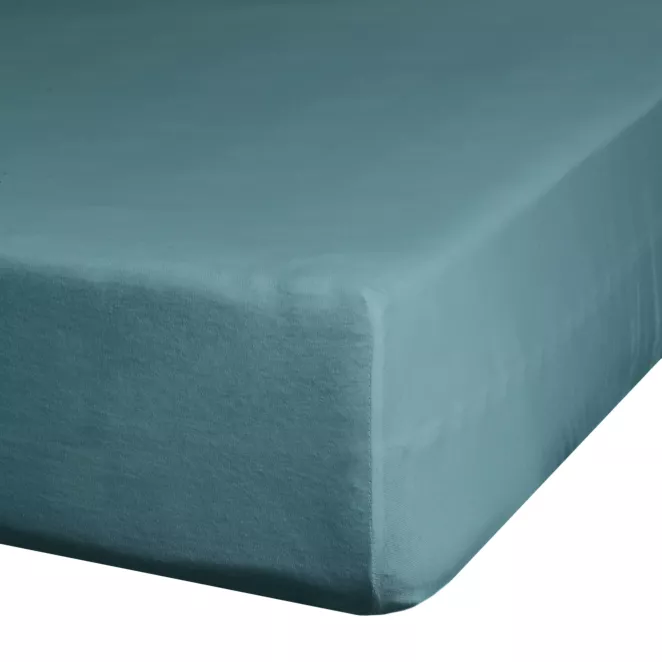 Prześcieradło gładkie z gumką 100x200 cm z satyny bawełnianej kolor turkusowy 125 g/m2 NOVA 3