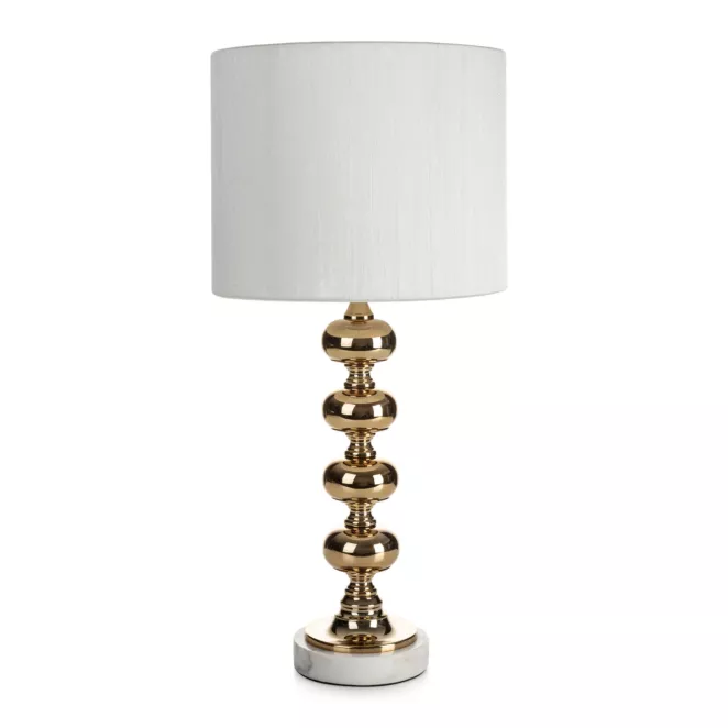 Lampa stołowa DAISY na podstawie z marmuru i metalu z abażurem z matowej tkaniny