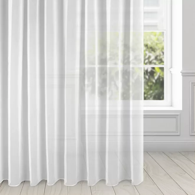 Firana biała z lekkiej i błyszczącej tkaniny 400x250 cm taśma ESEL ELLA LINE