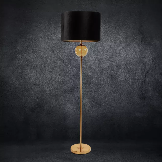 Lampa stojąca LEONA z welwetowym abażurem