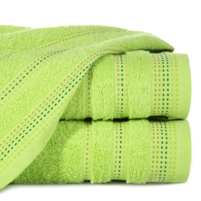 Ręcznik do rąk 30x50 cm bawełniany kolor jasnozielony z ozdobnym stębnowaniem 500 g/m2 POLA
