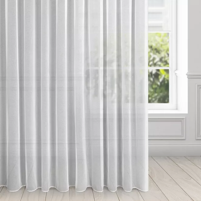 Firana biała z gładkiej tkaniny o strukturze drobnej siateczki 350x270 cm taśma TAMINA