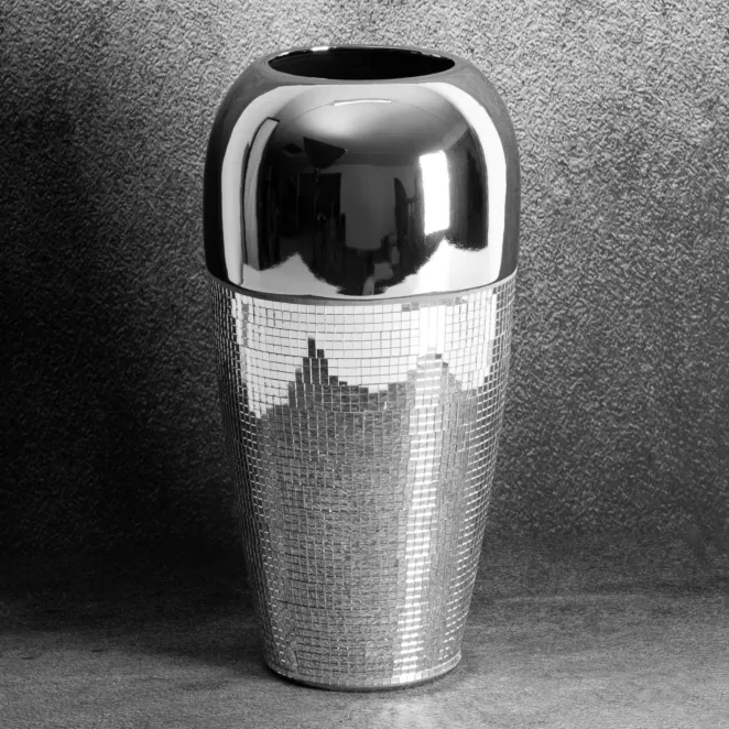Wazon ceramiczny MIRONA zdobiony drobnymi witrażowymi lusterkami