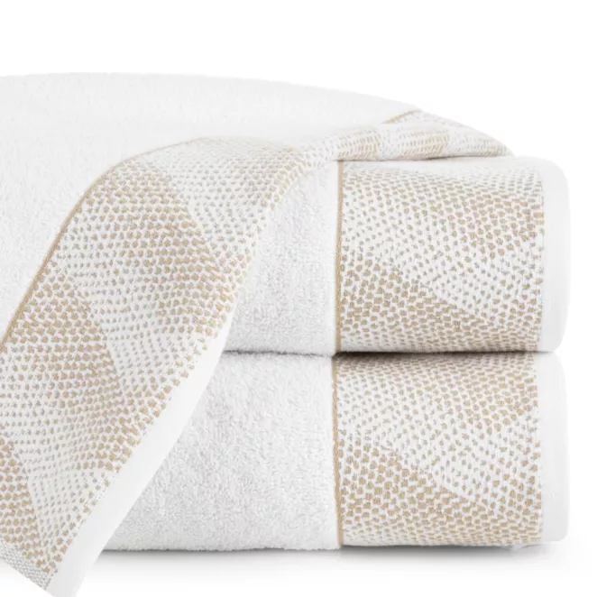 Ręcznik kąpielowy 50x90 cm bawełniany kolor biały,złoty z żakardową bordiurą 500 g/m2 BLANCA 12 Limited Collection