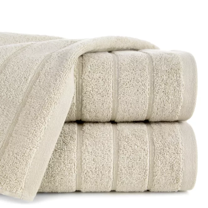 Ręcznik do rąk 30x50 cm bawełniany kolor beżowy z lśniącymi paseczkami 500 g/m2 DALI