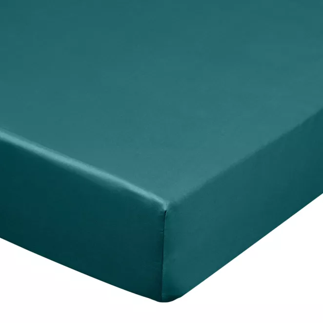 Prześcieradło z gumką 180x200 cm z satyny bawełnianej kolor turkusowy 125 g/m2 DINA Diva Line