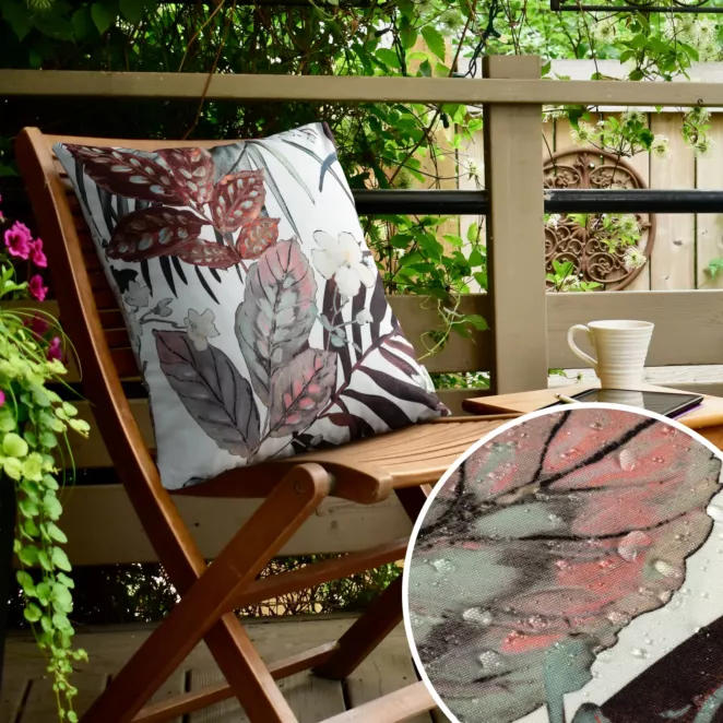 Poszewka GARDEN na taras oraz balkon z tkaniny wodoodpornej zdobiona motywem roślinnym