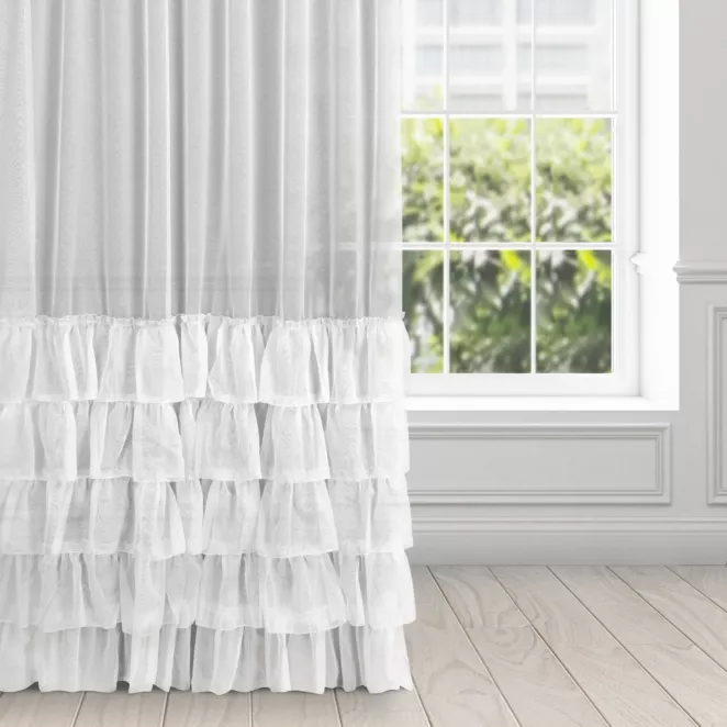 Firana biała z markizety z pięcioma falbanami 140x250 cm taśma CHARLOTTE 2