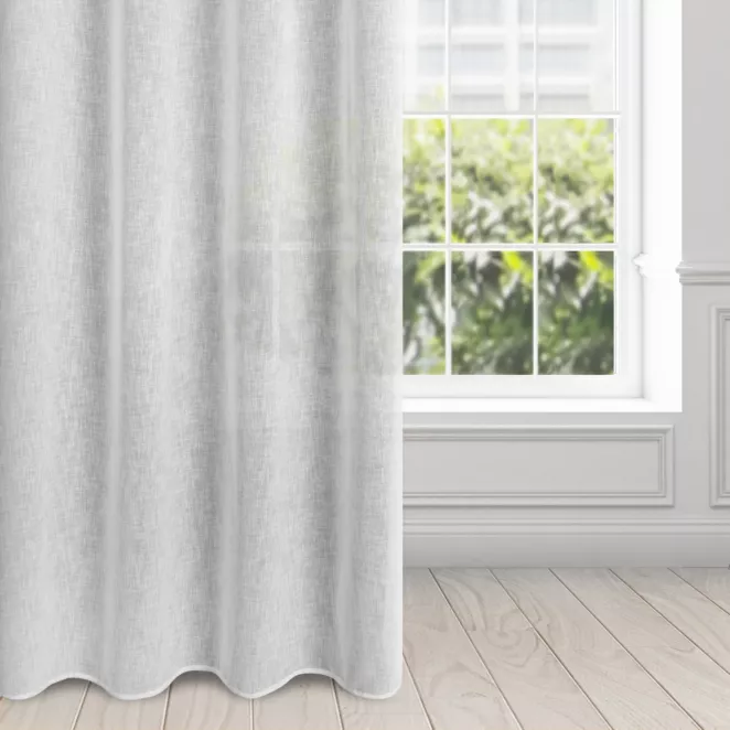 Firana biała z etaminy o naturalnym splocie przeplatana subtelnie lśniącą nitką 140x250 cm przelotka ALICJA