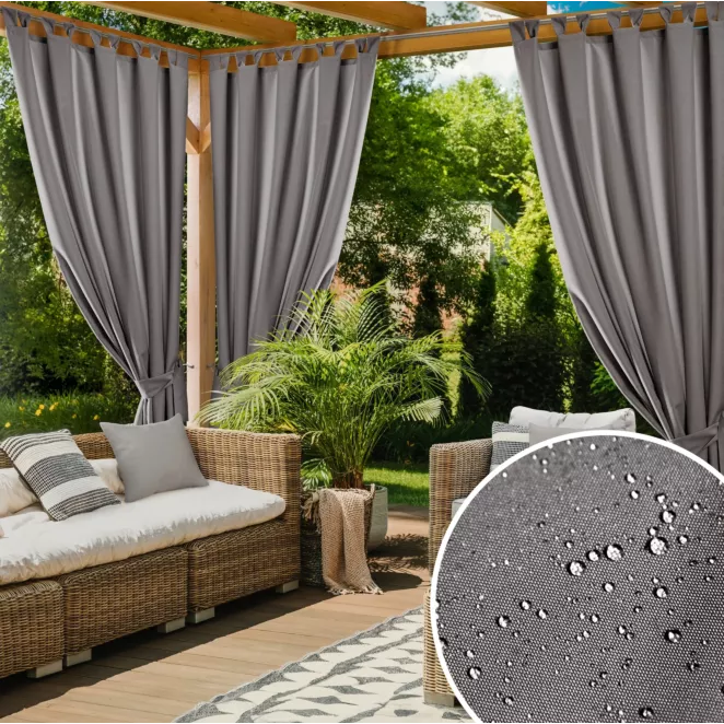 Zasłona stalowa z wodoodpornej tkaniny idealna do ogrodu i na taras 155x260 cm szelki/rzep GARDEN