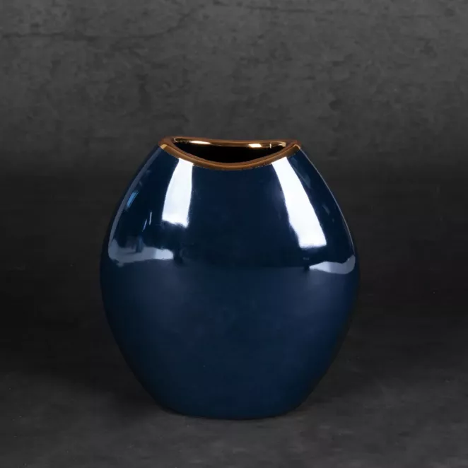 Wazon ceramiczny AMORA 1 o lśniącej powierzchni ze złotym detalem