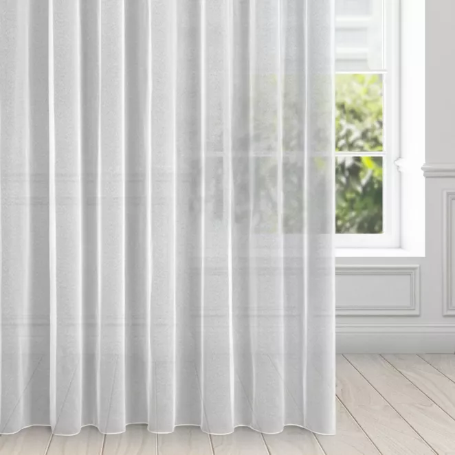 Firana biała z gładkiej tkaniny o strukturze drobnej siateczki 350x250 cm przelotka TAMINA