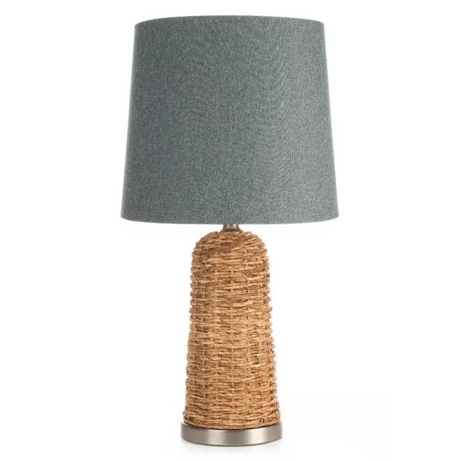 Lampa ARLO w stylu boho z plecionej podstawy i matowego abażuru