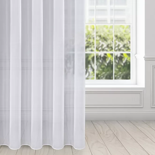 Firana biała z gładkiego mlecznego woalu wykończona szwem obciążającym VIOLET 200x265 cm flex 1:2