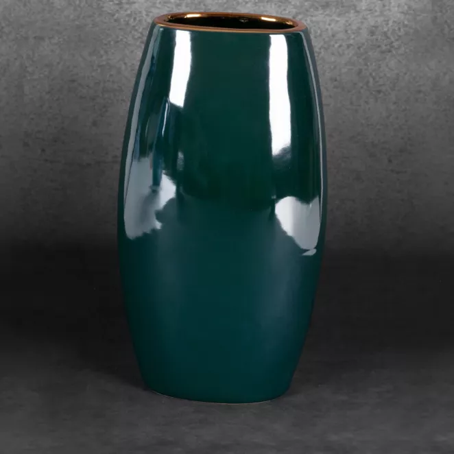 Wazon ceramiczny AMORA 2 o lśniącej powierzchni ze złotym detalem