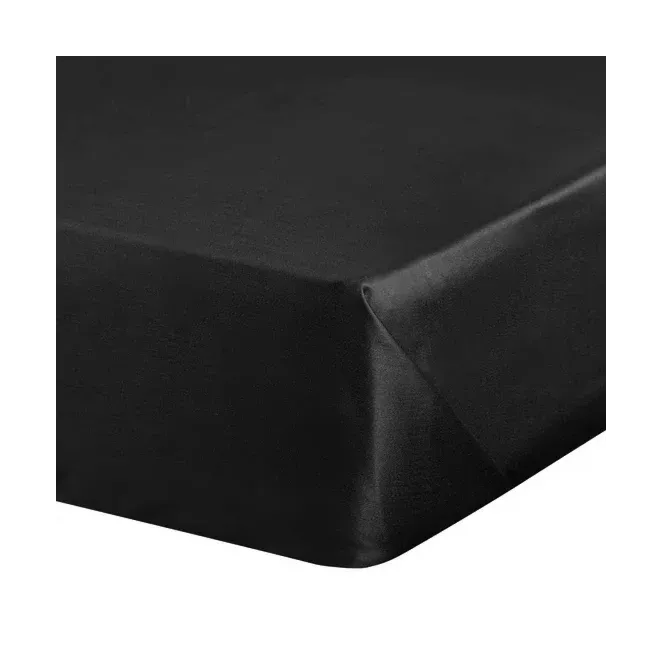 Prześcieradło bez gumki 180x210 cm z satyny bawełnianej kolor czarny 125 g/m2 DINA Diva Line