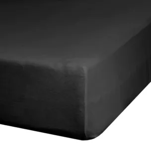 Prześcieradło gładkie z gumką 100x200 cm z satyny bawełnianej kolor czarny 125 g/m2 NOVA 3
