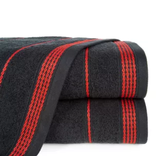 Ręcznik do rąk 30x50 cm bawełniany kolor czarny ze stębnowaną bordiurą 500 g/m2 MIRA