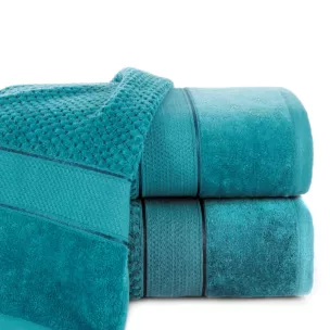 Ręcznik do rąk 30x50 cm bawełniany kolor turkusowy z welwetową bordiurą 500 g/m2 JESSI