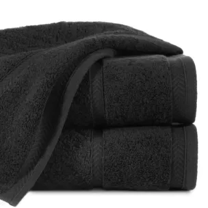 Ręcznik kąpielowy 50x90 cm bawełniany kolor czarny ze wzorem zygzaka 500 g/m2 KALIA Reina Line