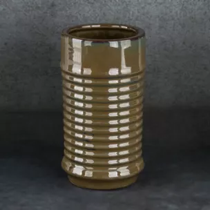 Wazon ceramiczny SAMI minimalistyczny, o kształcie walca ze żłobieniami