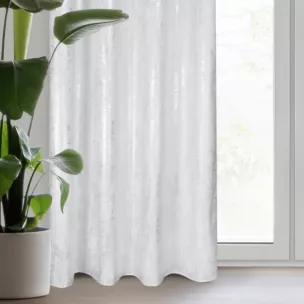 Zasłona biało, srebrzysta zdobiona przecieranym wzorem z welwetu 140x250 cm przelotka RENIA