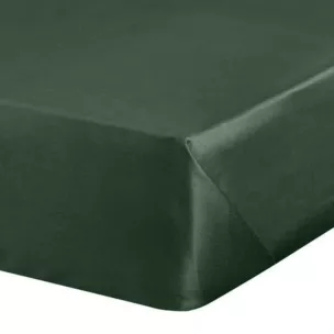 Prześcieradło gładkie bez gumki 220x210 cm z satyny bawełnianej kolor ciemnozielony 125 g/m2 NOVA