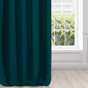 Zasłona petrol z gładkiej matowej tkaniny zaciemniającej 135x270 cm taśma BLACKOUT