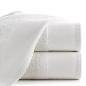 Ręcznik kąpielowy 50x90 cm bawełniany kolor biały z koronkową bordiurą 500 g/m2 EMI