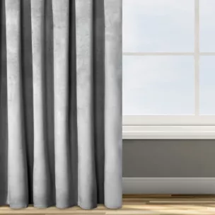 Zasłona srebrna z tkaniny welwetowej 135x300 cm taśma ROSA Design 91