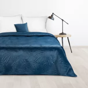 DESIGN 91 Narzuta LUIZ welwetowa pikowana metodą hot press we wzór liści palmy