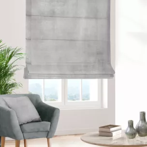 Roleta szyta z systemem comfort ELITE srebrna miękka, welwetowa, typu BLACKOUT 100% zaciemniająca, z połyskującym nadrukiem, o gramaturze 400g/m2