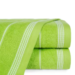 Ręcznik do rąk 30x50 cm bawełniany kolor jasnozielony ze stębnowaną bordiurą 500 g/m2 MIRA