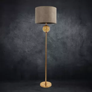 Lampa stojąca LEONA z matowym abażurem o widocznym splocie