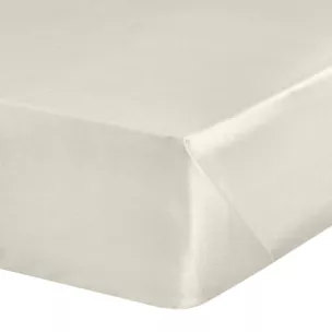 Prześcieradło gładkie bez gumki 160x210 cm z satyny bawełnianej kolor kremowy 125 g/m2 NOVA
