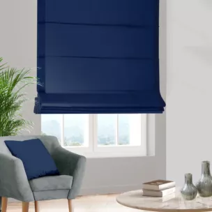 Roleta szyta z systemem comfort granatowa z tkaniny trudnopalnej, zaciemniającej, typu blackout