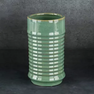 Wazon ceramiczny SAMI minimalistyczny, o kształcie walca ze żłobieniami