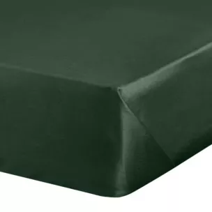 Prześcieradło gładkie bez gumki 180x210 cm z satyny bawełnianej kolor ciemnozielony 125 g/m2 NOVA