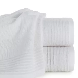 Ręcznik kąpielowy 50x90 cm bawełniany kolor biały zdobiony błyszczącą bordiurą 500 g/m2 LARI