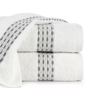 Ręcznik do rąk 30x50 cm bawełniany kolor biały z przeplataną bordiurą 500 g/m2 RIVA