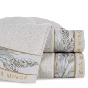 Ręcznik do rąk 30x50 cm bawełniany kolor beżowy z designerską bordiurą 500 g/m2 EVA 17 Eva Minge