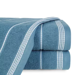 Ręcznik kąpielowy 50x90 cm bawełniany kolor ciemnoniebieski ze stębnowaną bordiurą 500 g/m2 MIRA