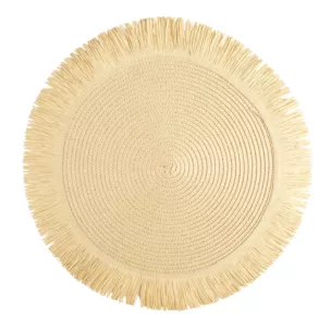 Okrągła pleciona podkładka BOHO 1 z frędzlami